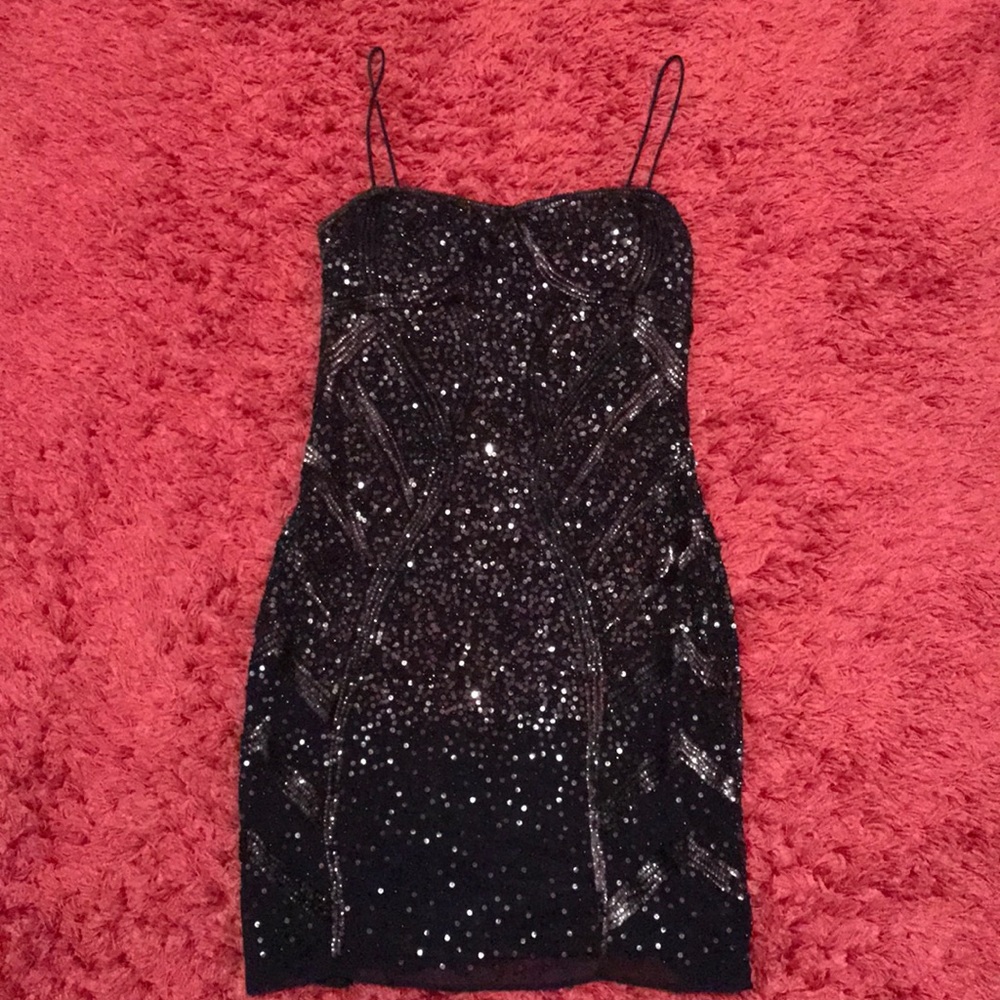 Aidan Mattox Navy beaded/sequence dress